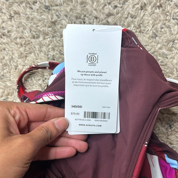 Athleta Square Neck Bra Cup Printed Tankini 34 D DD NWT - Picture 8 of 9